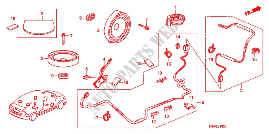 ANTENNE/LAUTSPRECHER(LH) für Honda CIVIC 1.8 LSSP 4 Türen 6 gang-Schaltgetriebe 2010