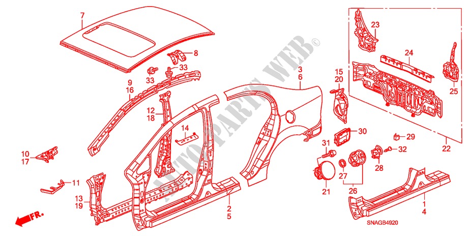 AUSSENBLECHE/TAFEL, HINTEN für Honda CIVIC 1.8 LSSP 4 Türen 6 gang-Schaltgetriebe 2010