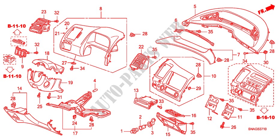 INSTRUMENTENBRETT(FAHRERSEITE)(LH) für Honda CIVIC LXI-ALGERIA 4 Türen 5 gang automatikgetriebe 2010