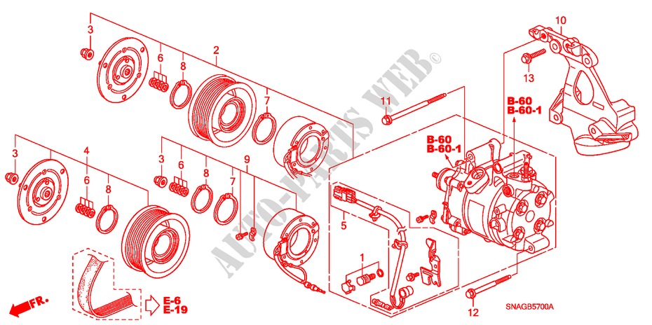 KLIMAANLAGE(KOMPRESSOR) für Honda CIVIC 1.8 LSSP 4 Türen 6 gang-Schaltgetriebe 2010