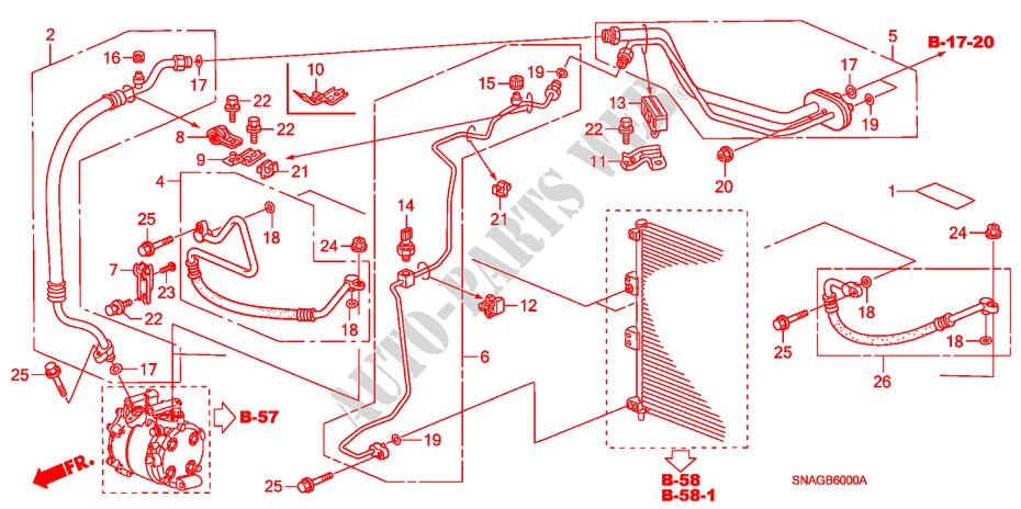 KLIMAANLAGE(SCHLAEUCHE/LEITUNGEN)(LH) für Honda CIVIC 1.8 LSSP 4 Türen 6 gang-Schaltgetriebe 2010