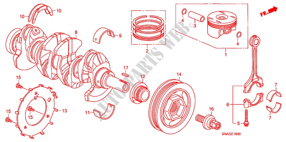 KURBELWELLE/KOLBEN für Honda CIVIC 1.8 LSSP 4 Türen 6 gang-Schaltgetriebe 2010
