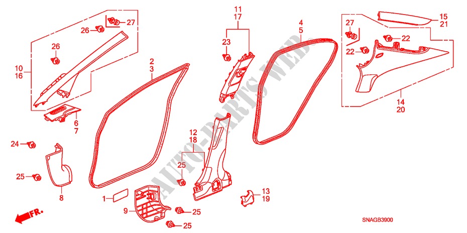 SAEULENZIERSTUECK für Honda CIVIC 1.8 LSSP 4 Türen 6 gang-Schaltgetriebe 2010