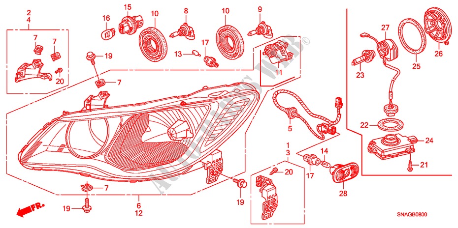 SCHEINWERFER für Honda CIVIC 1.8 LSSP 4 Türen 6 gang-Schaltgetriebe 2010