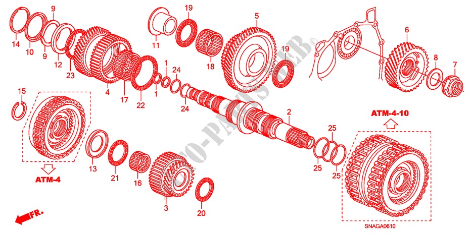 SEKUNDAERWELLE für Honda CIVIC 1.8 VXI 4 Türen 5 gang automatikgetriebe 2010
