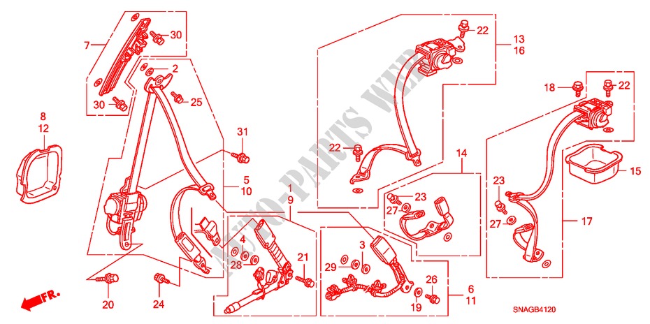 SITZGURTE für Honda CIVIC 1.8 LSSP 4 Türen 6 gang-Schaltgetriebe 2010