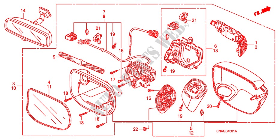 SPIEGEL(SEITL. BLINKER)(FERNBEDIENUNG, ELEKTRISCH) für Honda CIVIC EXI 4 Türen 5 gang-Schaltgetriebe 2010
