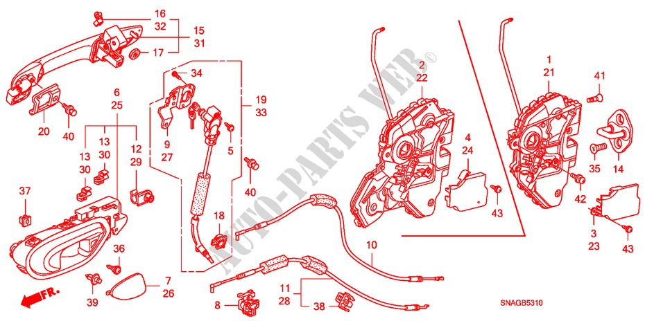 VORDERES TUERSCHLOSS/AEUSSERER GRIFF für Honda CIVIC 1.8 VXI 4 Türen 5 gang automatikgetriebe 2010