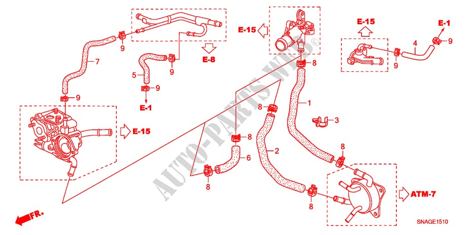 WASSERSCHLAUCH für Honda CIVIC 1.8 VXI 4 Türen 5 gang automatikgetriebe 2010