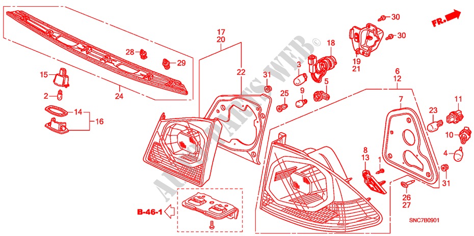 HECKLEUCHTE/KENNZEICHENBELEUCHTUNG('09 ) für Honda CIVIC HYBRID MX   DAYTIME LIGHT 4 Türen vollautomatische 2010