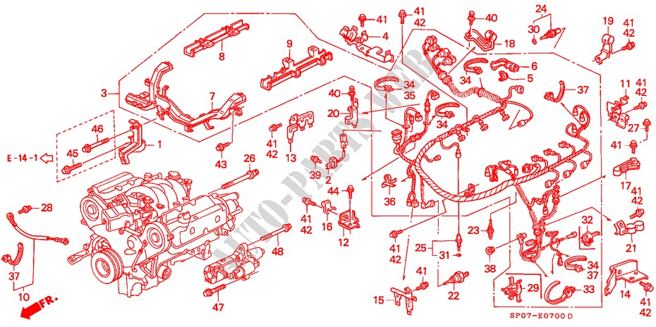MOTORKABELBAUM/KLAMMER(LH) für Honda LEGEND LEGEND 4 Türen 4 gang automatikgetriebe 1992