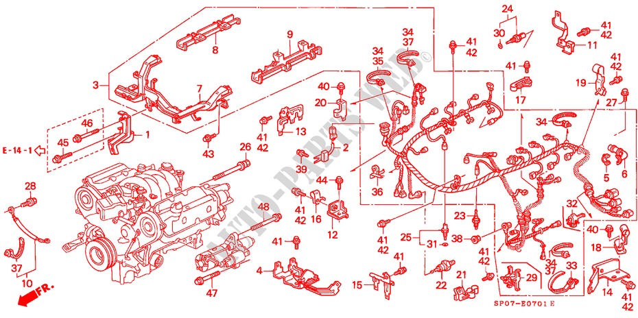 MOTORKABELBAUM/KLAMMER(RH) für Honda LEGEND LEGEND 4 Türen 4 gang automatikgetriebe 1991