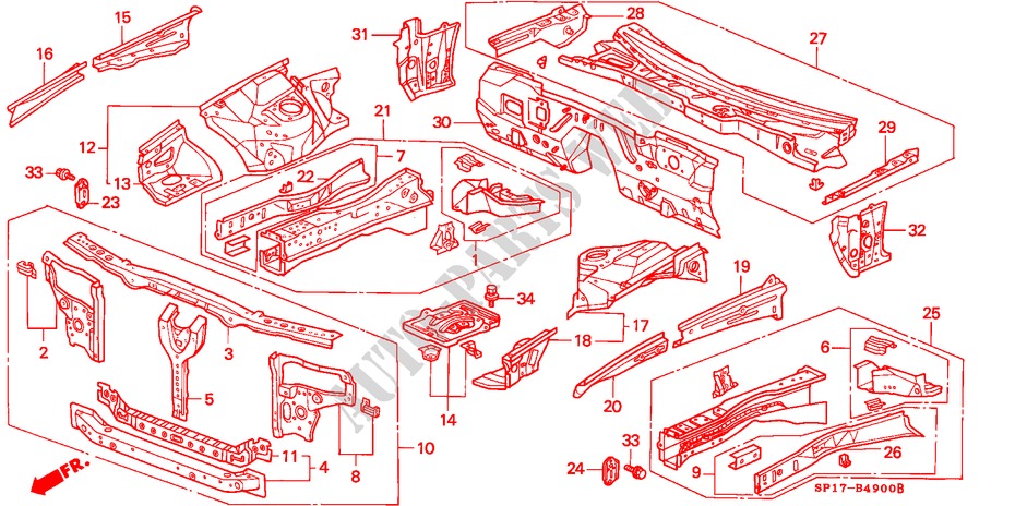 GEHAEUSESTRUKTUR(V. TRENNWAND) für Honda LEGEND COUPE LEGEND 2 Türen 5 gang-Schaltgetriebe 1992