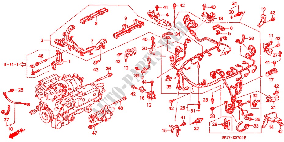 MOTORKABELBAUM/KLAMMER(LH) für Honda LEGEND COUPE LEGEND 2 Türen 4 gang automatikgetriebe 1992