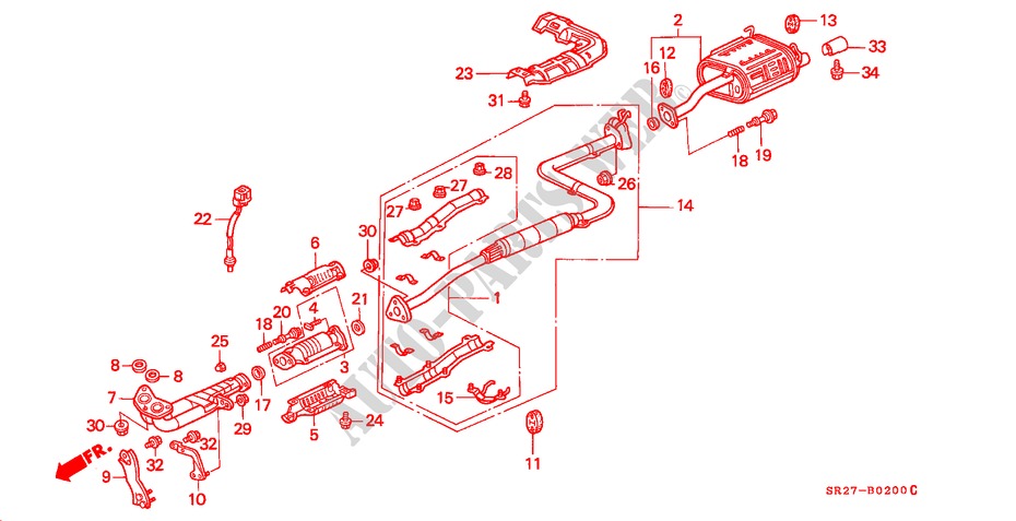 AUSPUFFROHR für Honda CIVIC CRX ESI        AUSTRIA 2 Türen 5 gang-Schaltgetriebe 1995