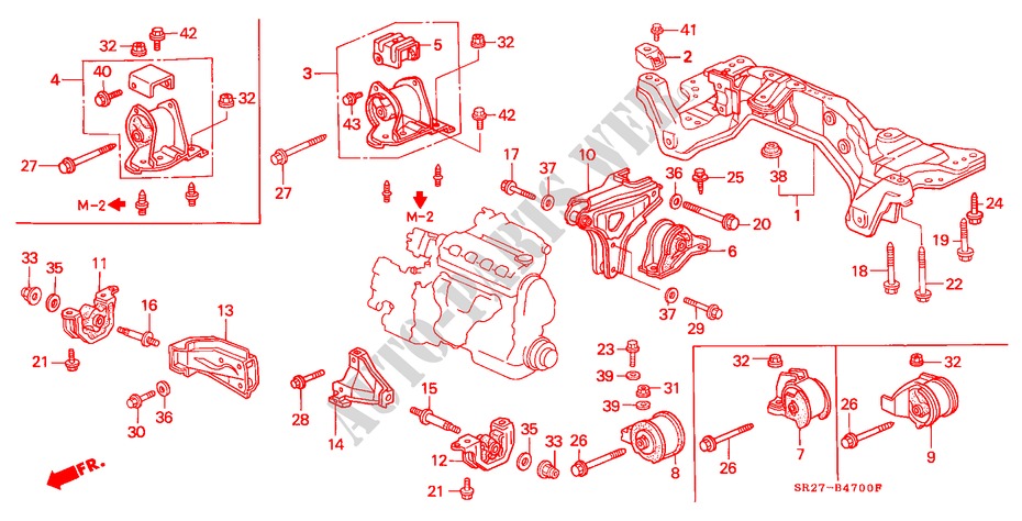 MOTORBEFESTIGUNGEN(SOHC)(MT) für Honda CIVIC CRX ESI 2 Türen 5 gang-Schaltgetriebe 1992