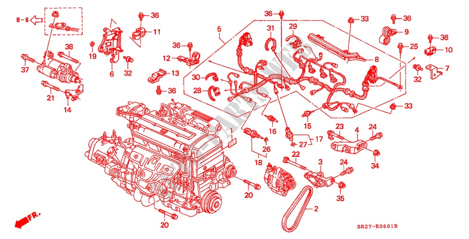 MOTORKABELBAUM/KLAMMER(DOHC)( '95) für Honda CIVIC CRX VTI 2 Türen 5 gang-Schaltgetriebe 1993