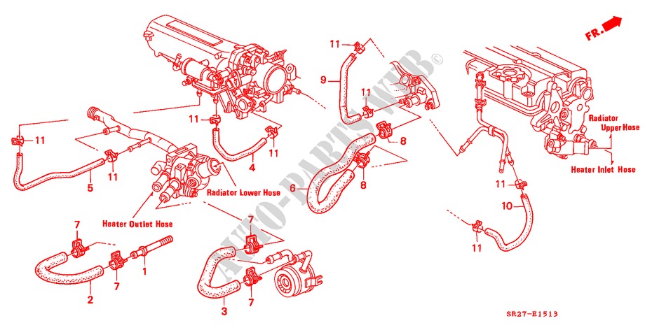 WASSERSCHLAUCH(DOHC)('94 ) für Honda CIVIC CRX VTI 2 Türen 5 gang-Schaltgetriebe 1996