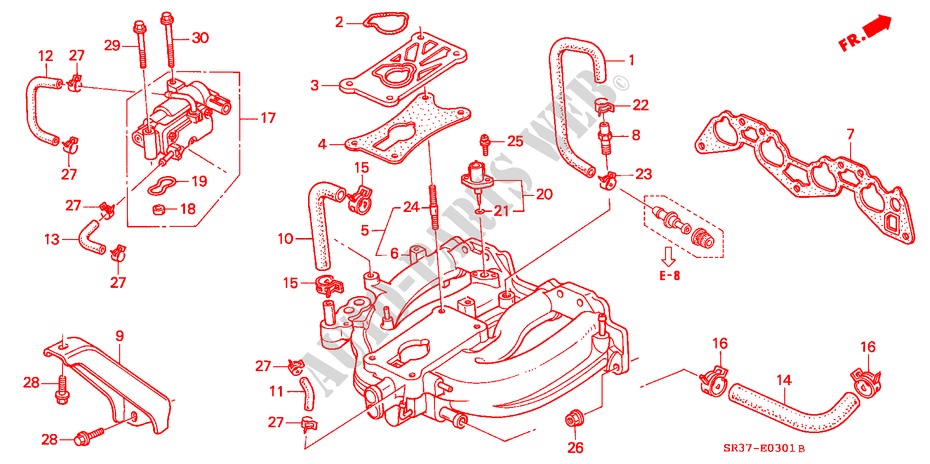 ANSAUGKRUEMMER(PGM FI) (SOHC) für Honda CIVIC LSI 3 Türen 5 gang-Schaltgetriebe 1992