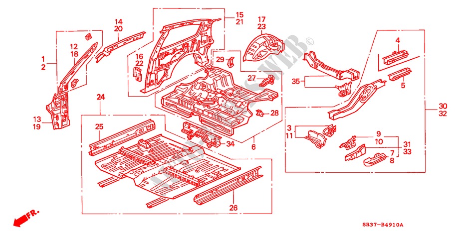 GEHAEUSESTRUKTUR(INNENBLECH) für Honda CIVIC VTI 3 Türen 5 gang-Schaltgetriebe 1992