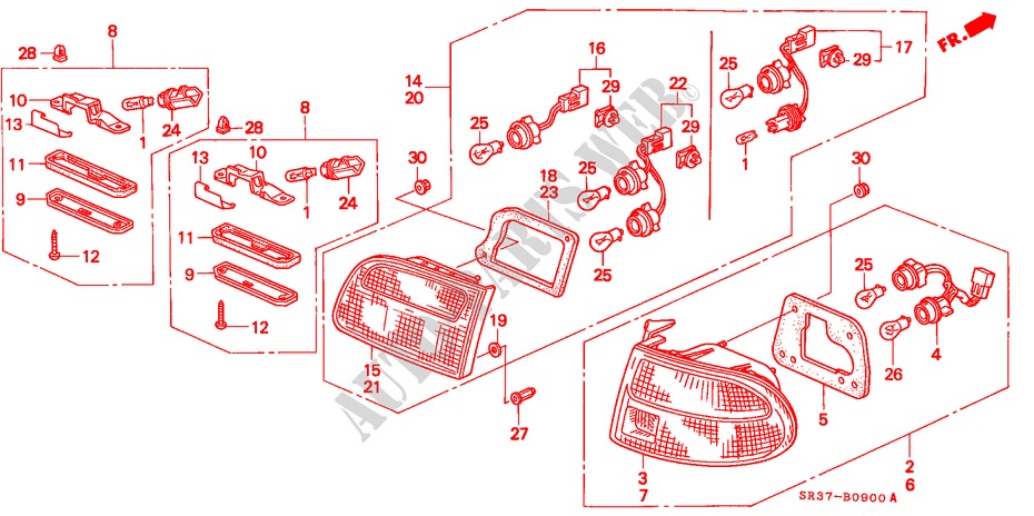 HECKLEUCHTE für Honda CIVIC DX 3 Türen 5 gang-Schaltgetriebe 1992