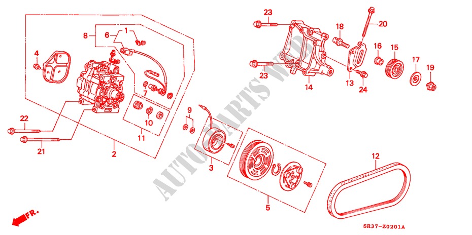 KLIMAANLAGE(KOMPRESSOR) (MATSUSHITA)('92) für Honda CIVIC DX 3 Türen 5 gang-Schaltgetriebe 1992