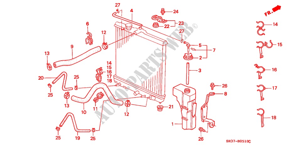KUEHLERSCHLAUCH für Honda CIVIC VTI 3 Türen 5 gang-Schaltgetriebe 1992