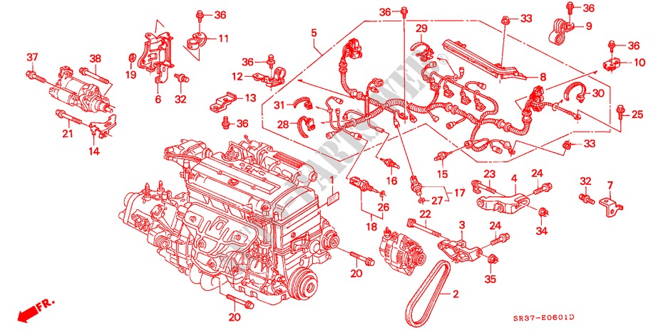 MOTORKABELBAUM/KLAMMER(DOHC VTEC) für Honda CIVIC VTI 3 Türen 5 gang-Schaltgetriebe 1993