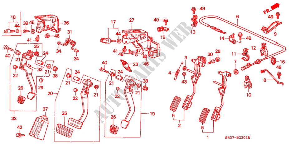 PEDAL(RH) für Honda CIVIC VEI 3 Türen 5 gang-Schaltgetriebe 1992
