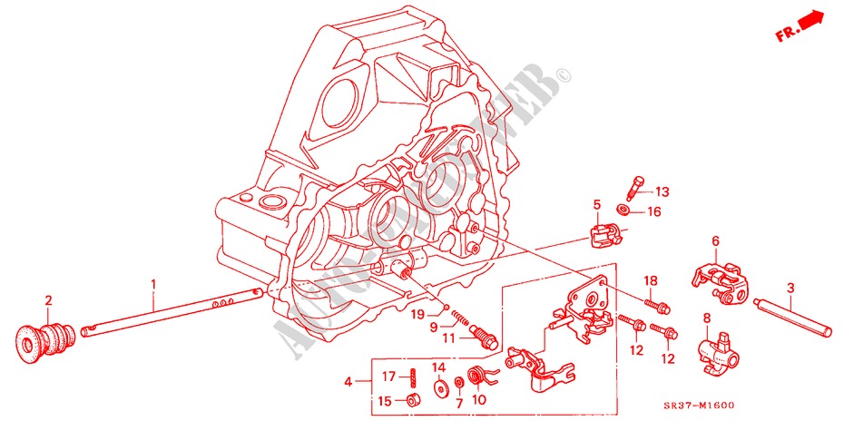 SCHALTSTANGE/SCHALTHEBELHALTERUNG (DOHC VTEC) für Honda CIVIC VTI 3 Türen 5 gang-Schaltgetriebe 1992