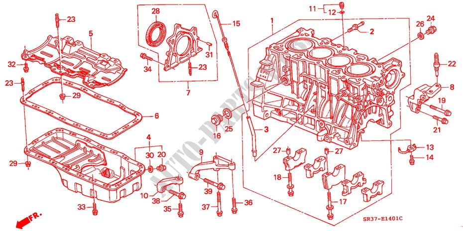 ZYLINDERBLOCK/OELWANNE (DOHC VTEC) für Honda CIVIC VTI 3 Türen 5 gang-Schaltgetriebe 1993
