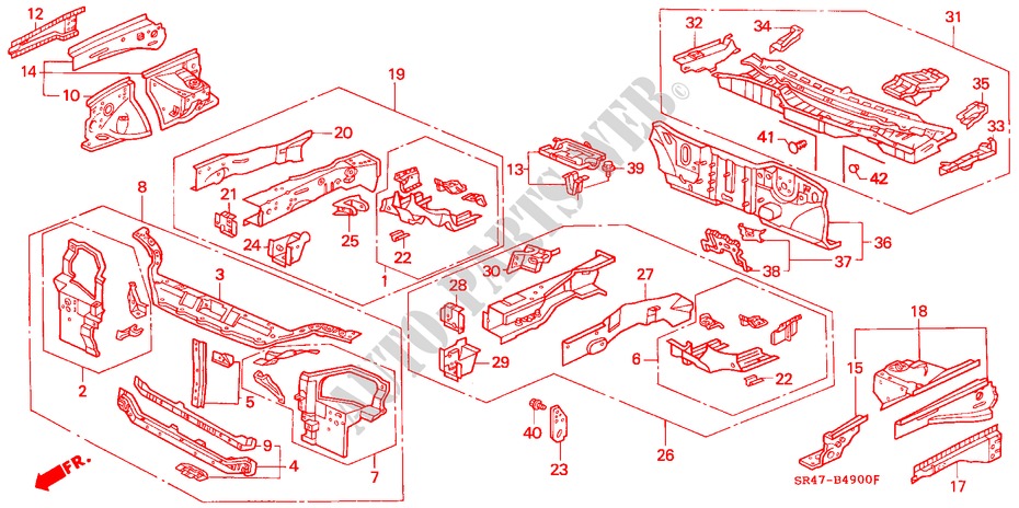 GEHAEUSESTRUKTUR(V. TRENNWAND) für Honda CIVIC LSI 4 Türen 4 gang automatikgetriebe 1992