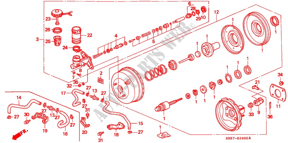 HAUPTBREMSZYLINDER/ MASTER POWER für Honda CIVIC COUPE BASIC 2 Türen 4 gang automatikgetriebe 1994