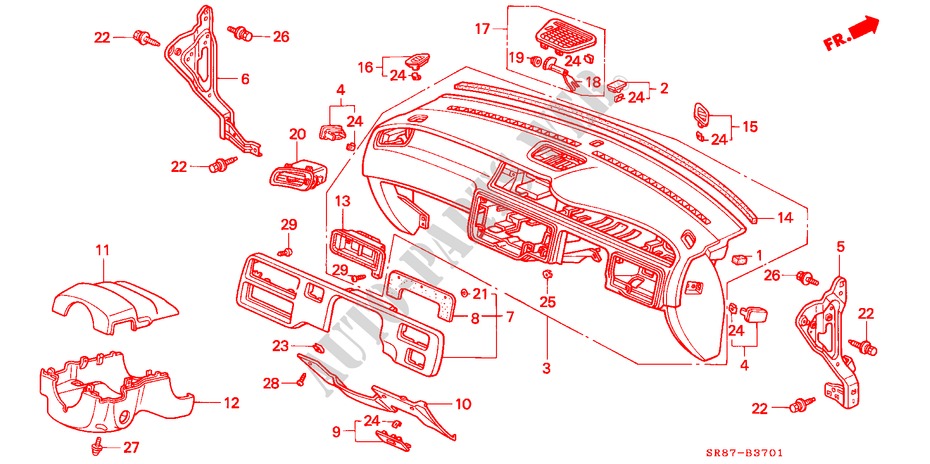 INSTRUMENTENBRETT(RH) für Honda CIVIC COUPE BASIC 2 Türen 4 gang automatikgetriebe 1994