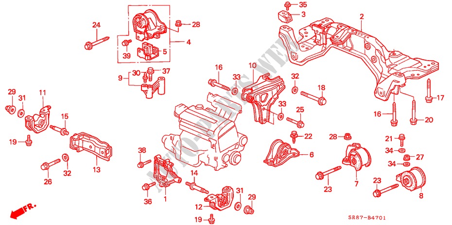 MOTORBEFESTIGUNGEN(AT) für Honda CIVIC COUPE BASIC 2 Türen 4 gang automatikgetriebe 1994