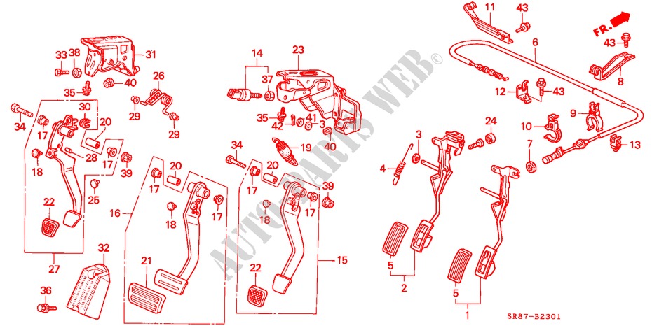 PEDAL(RH) für Honda CIVIC COUPE BASIC 2 Türen 4 gang automatikgetriebe 1994