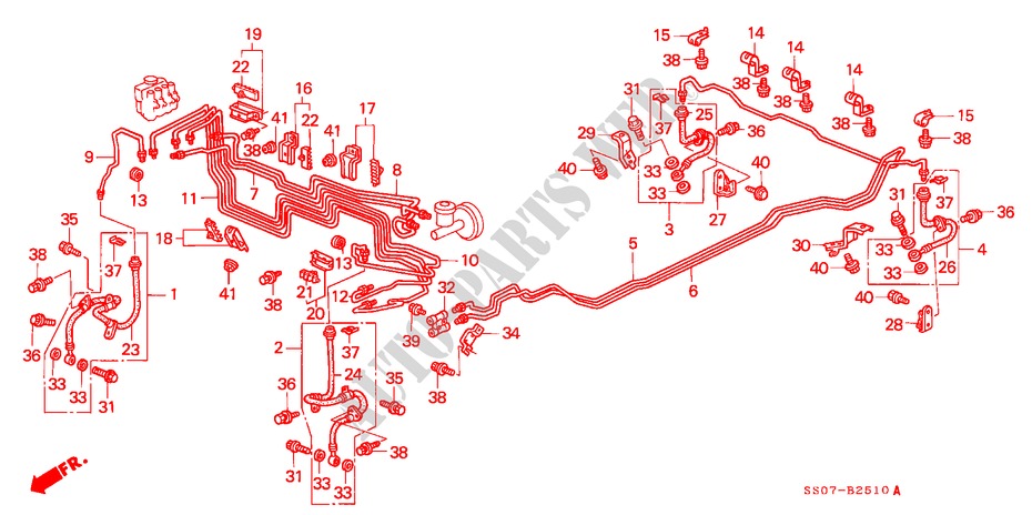 BREMSLEITUNGEN(3) für Honda PRELUDE 2.3I 2 Türen 5 gang-Schaltgetriebe 1993