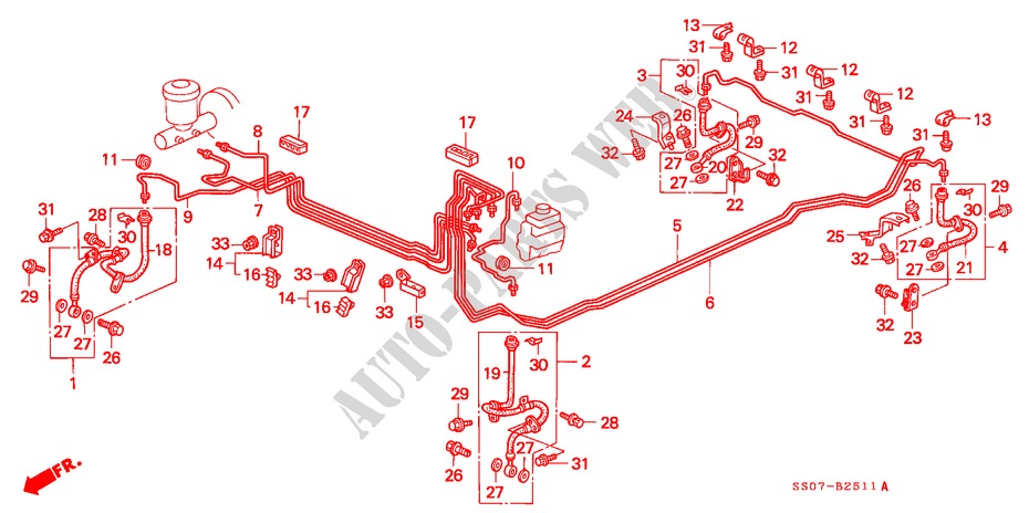 BREMSLEITUNGEN(4) für Honda PRELUDE 2.3I 2 Türen 4 gang automatikgetriebe 1992
