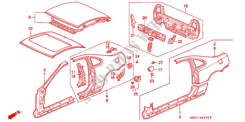GEHAEUSESTRUKTUR(3) für Honda PRELUDE 2.3I 2 Türen 4 gang automatikgetriebe 1992