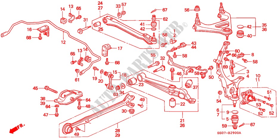 HINTEN STABILISATOR/ UNTERER ARM, HINTEN für Honda PRELUDE 2.3I 2 Türen 5 gang-Schaltgetriebe 1993