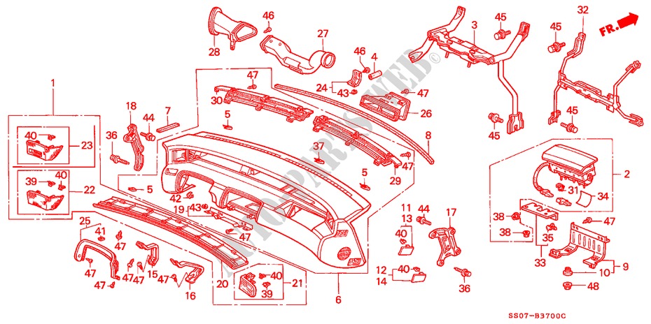 INSTRUMENTENBRETT(1) für Honda PRELUDE 2.0I 2 Türen 5 gang-Schaltgetriebe 1993