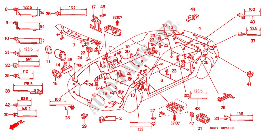 KABELBAUM(1) für Honda PRELUDE 2.0I 2 Türen 5 gang-Schaltgetriebe 1993