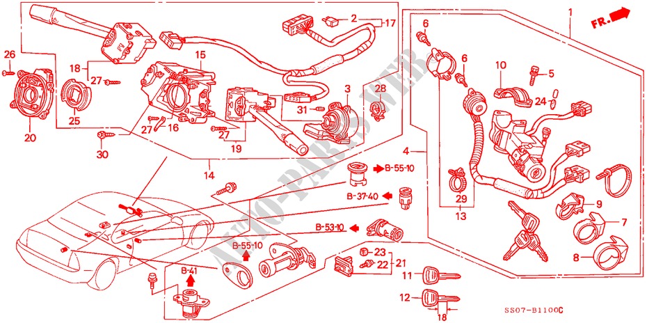 KOMBISCHALTER(1) für Honda PRELUDE 2.0I 2 Türen 5 gang-Schaltgetriebe 1993