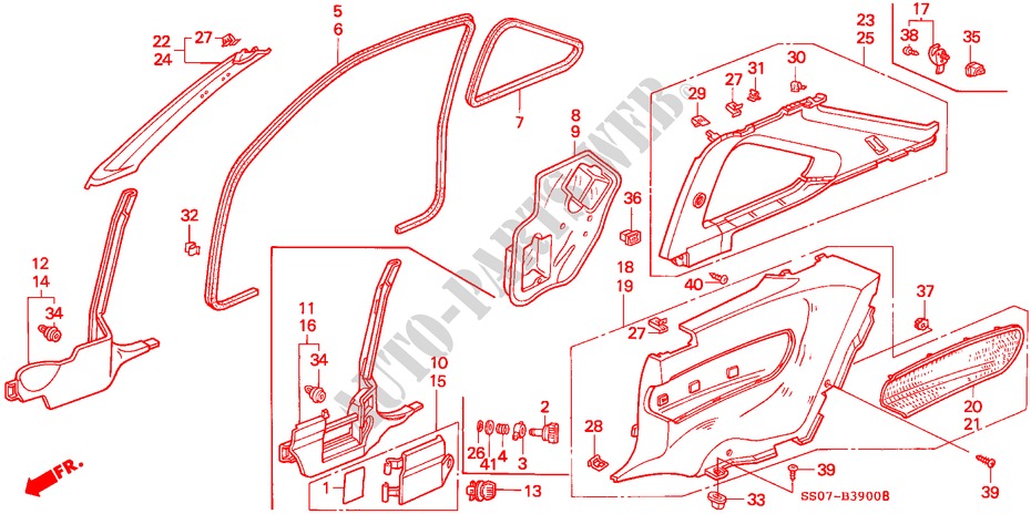 SAEULENZIERSTUECK/ SEITENVERKLEIDUNG für Honda PRELUDE 2.3I 2 Türen 5 gang-Schaltgetriebe 1993