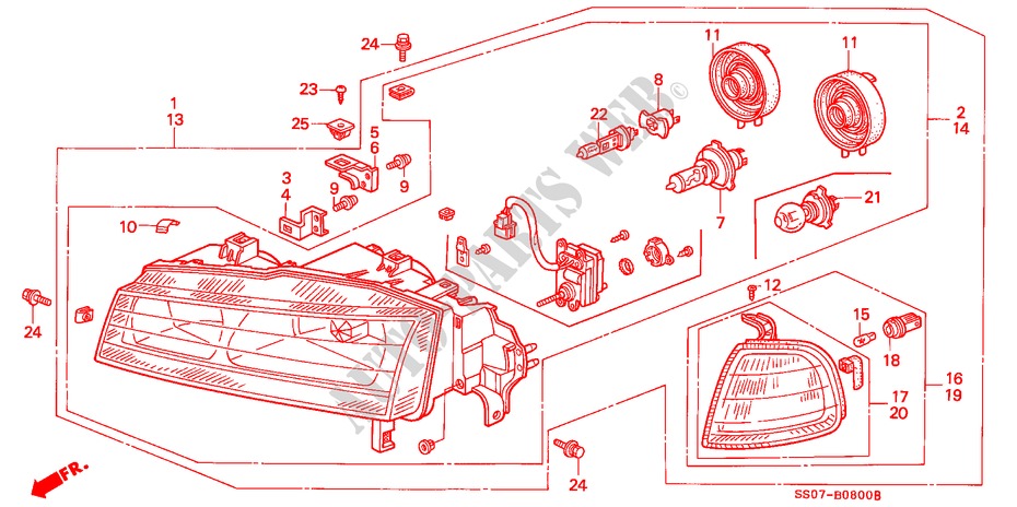 SCHEINWERFER für Honda PRELUDE 2.0I 2 Türen 5 gang-Schaltgetriebe 1995