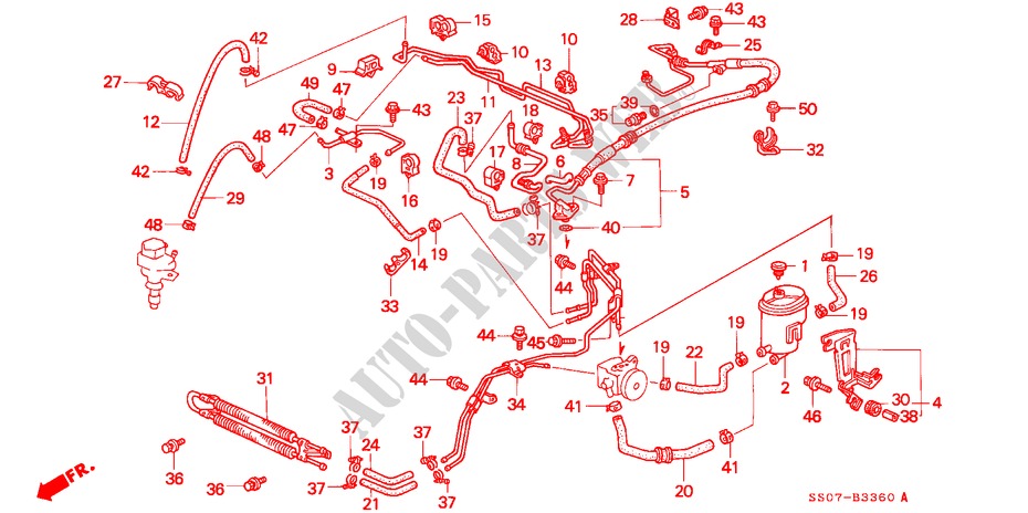 SERVOLENKLEITUNG(1) für Honda PRELUDE 2.0I 2 Türen 5 gang-Schaltgetriebe 1993