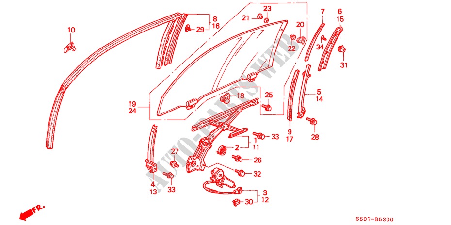 TUERFENSTER für Honda PRELUDE 2.0I 2 Türen 5 gang-Schaltgetriebe 1993