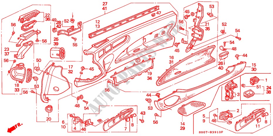 TUERVERKLEIDUNG, VORNE für Honda PRELUDE 2.0I 2 Türen 5 gang-Schaltgetriebe 1993