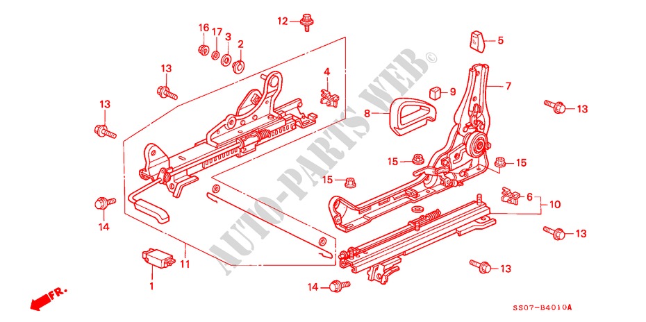 VORNE SITZKOMPONENTEN(1) für Honda PRELUDE 2.3I 2 Türen 4 gang automatikgetriebe 1992