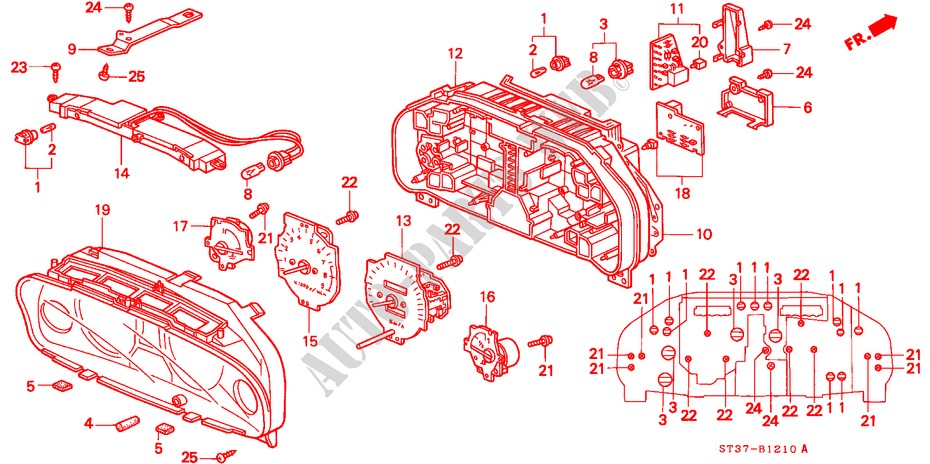 KOMBIINSTRUMENT BAUTEILE für Honda CIVIC 1.4IS 5 Türen 5 gang-Schaltgetriebe 1997